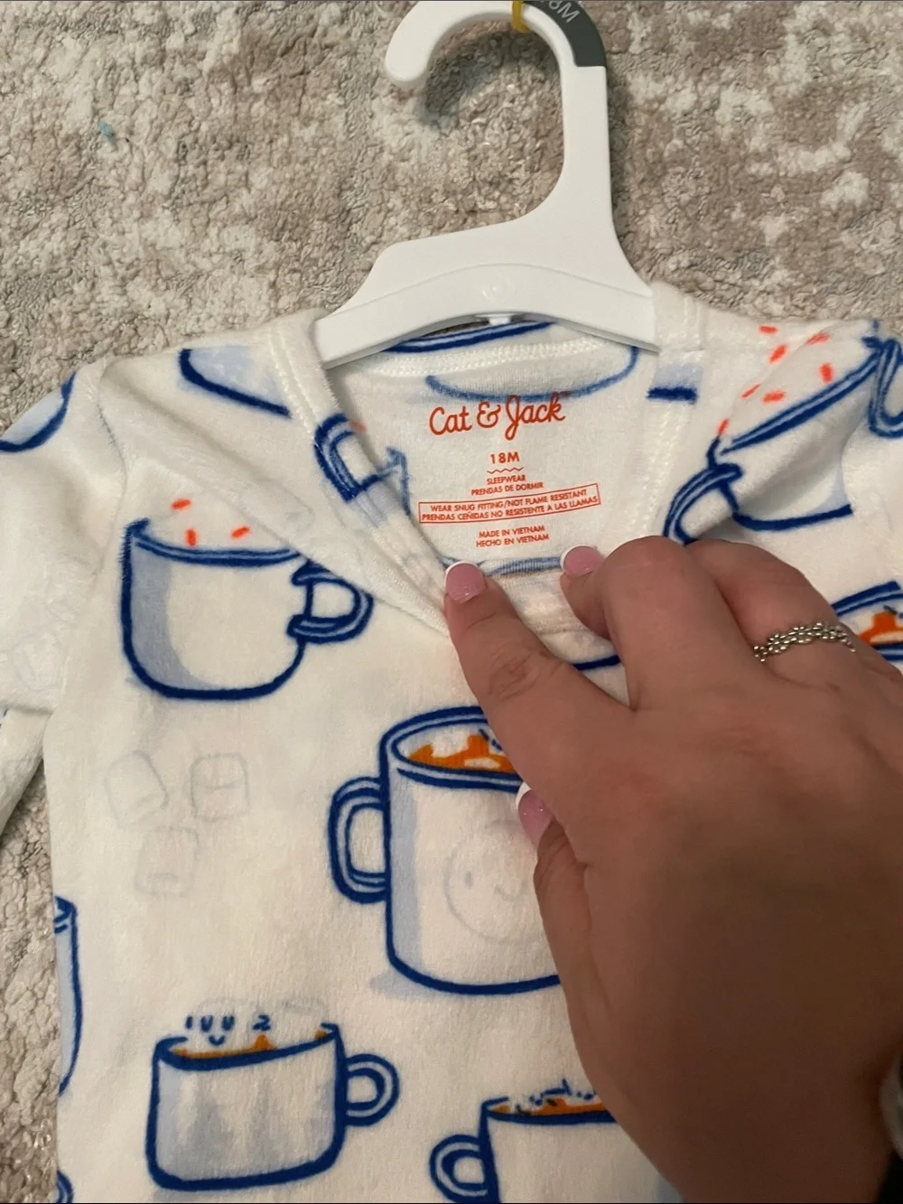 Cat & Jack White Kids Pajama Set with Blue Mug Print size 18M-NWT